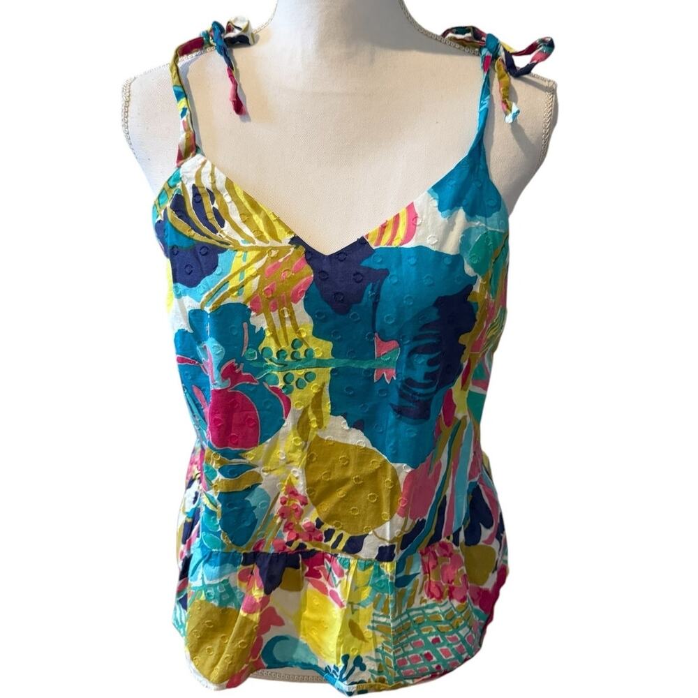 J Crew Colorful Sleeveless Baby Doll Tie Top 8